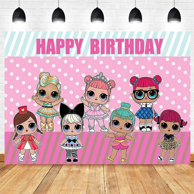 LO&amp;Ling-Cartoon Theme Party Decoration, Disposable Tableware, Hanging Banner, Whistle Mask, Baby Shower, Photo Prop, Girl Birthday 