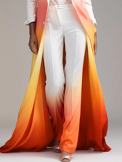Beautyblue Gradient Suit Pants Women's Pockets Pants 2025 New High Waisted Loose Temperament Trousers Female Office Commute