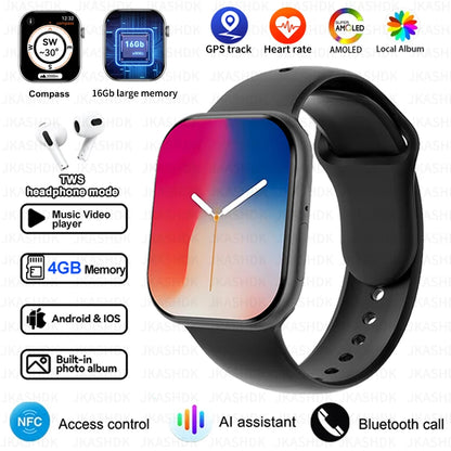 New For Apple Watch 10 GPS NFC Smart Watch Men Women Wireless Charging BT Call Waterproof HD AMOLED Smartwatch For Android IOS