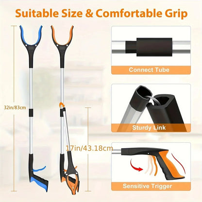 Pinza recogedora de basura con clip giratorio de 360°, ligera y resistente, de 81 cm, para personas mayores.
