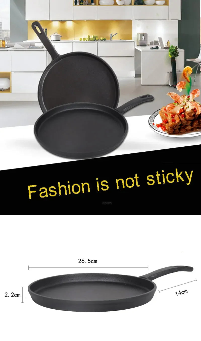 26cm Thickened Cast Iron Non-stick Frying Pan Layer-cake Cake Pancake Crepe Maker Flat Pan Griddle Breakfast Omelet Baking Pans