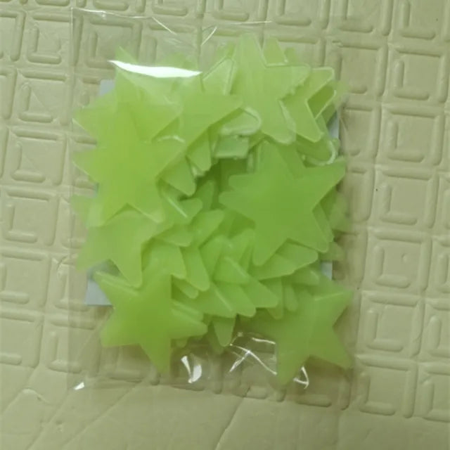 50 pçs luminosa fluorescente adesivos de parede 3d estrelas brilho no escuro adesivos de parede para crianças quarto do bebê teto decoração da sua casa