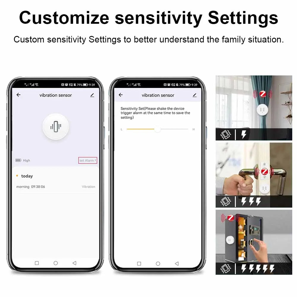 Tuya ZigBee Vibration Detector Smart Life App Monitor remote Security Protection Zigbee Sensor Motion Shock Alarm Need Gateway