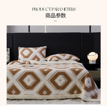 Flannel Warmth Autumn Winter Blanket Keep Warm Comfortable Jacquard King Size Blankets Skin Friendly Geometric Nap Comforter
