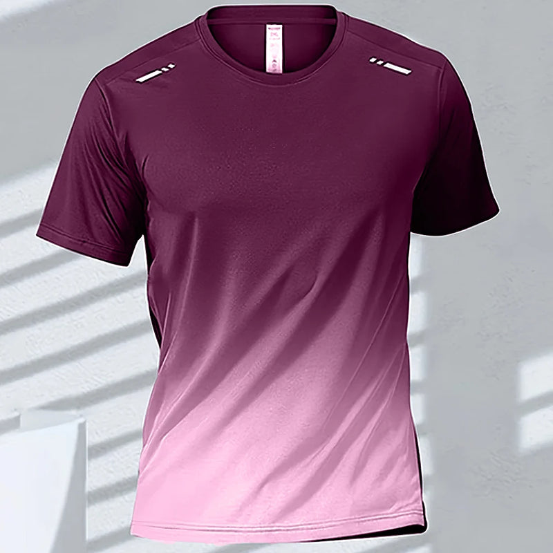 Camisetas deportivas para hombre, ropa deportiva de fitness, de secado rápido, con gradiente, de manga corta, para exteriores, baloncesto, entrenamiento, running, ropa para hombre