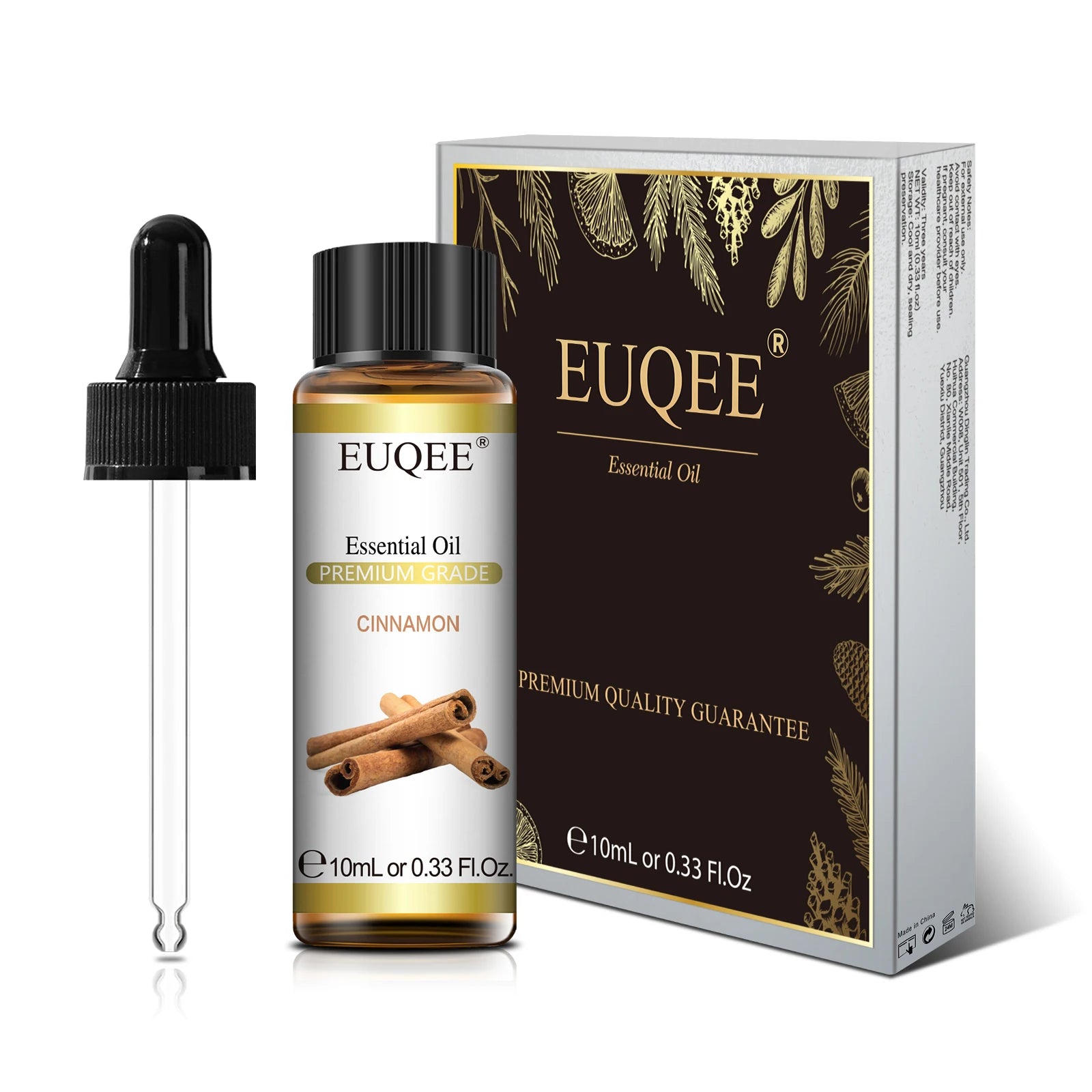 Óleo Essencial Natural de Plantas EUQEE 10ml com Conta-gotas para Difusor e Umidificador – Lavanda, Jasmim, Eucalipto e Baunilha