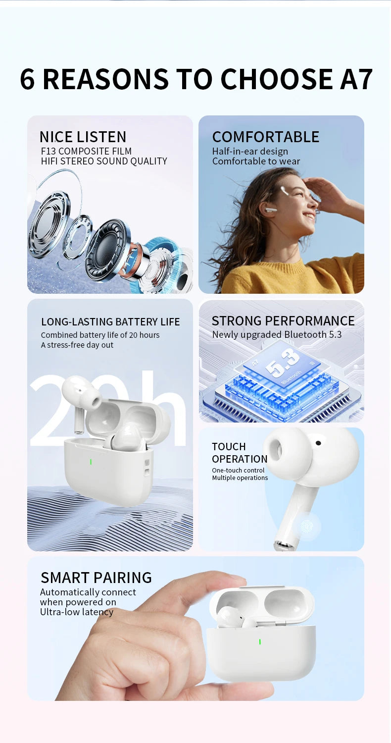 2025 Air Pro Wireless Bluetooth Earphones TWS Headset HiFi Earbuds Noise Reduction Headphones Waterproof For IPHONE Android