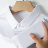 Men's Business Casual Solid Color Short Sleeve Shirt Summer Fashion No Ironing Comfortable Versatile Top for Men