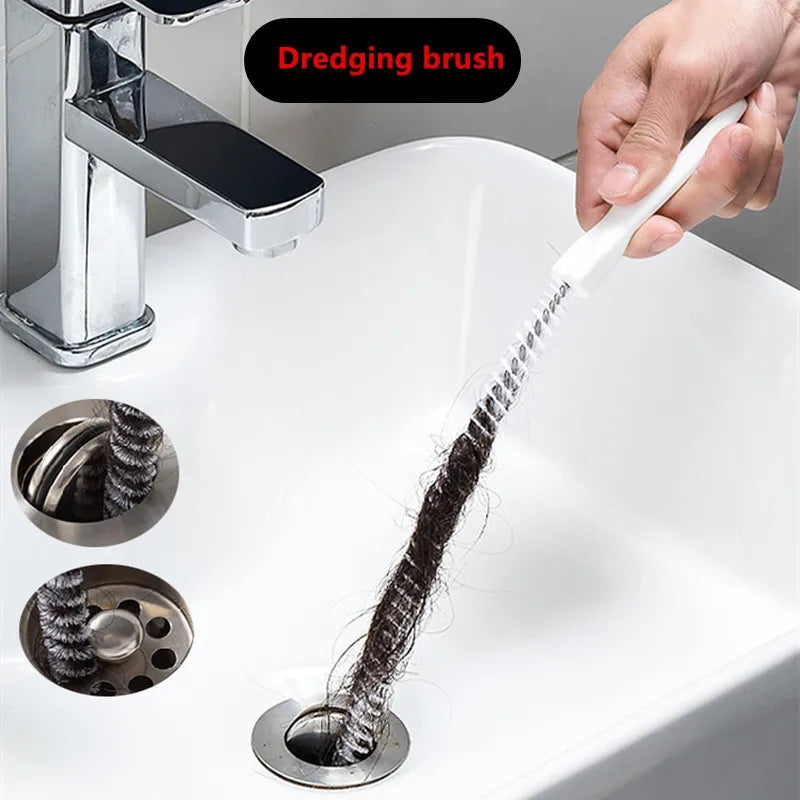 Cepillo de dragado de tuberías, largo, limpio, para cocina, baño, cabello, alcantarillado, fregadero, limpieza de tuberías de drenaje, limpiador flexible, herramienta para eliminar tapones y agujeros.