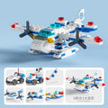 6IN1 Building Blocks City Fire Car Police Truck Engineering Crane Tank Helicopter Bricks Set Toys for Children Kids