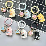 1/6Pcs Colorful Cat Bell Keychains for Friends Backpack Phone Pendant Hangings Couple Cartoon Animal Paw O-shaped Keychains