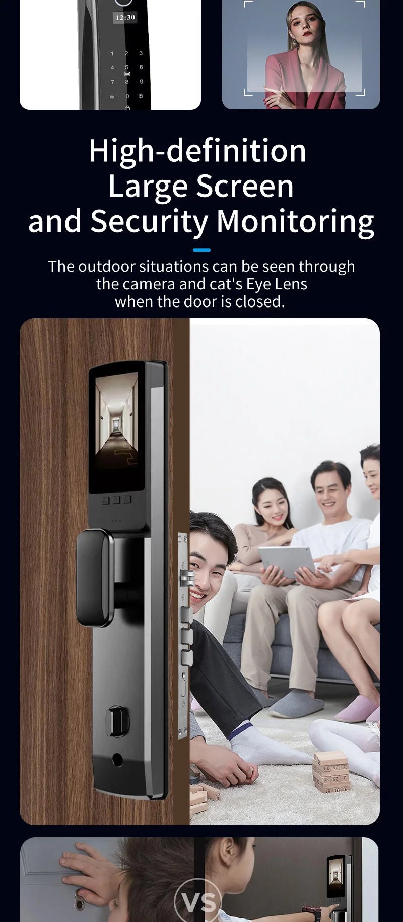 Wishome Biometric Recognition Smart Door Lock remote control Fingerprint Password IC Card APP Wifi Lock Unlock