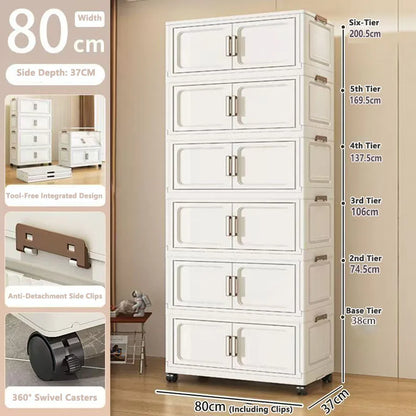 Storage Cabinet Folding Storage Box Home Living Room Toy Cabinet Storage Rack Snack Cabinet Installation-Free Kitchen Storage Cabinet Folding Storage Cabinet Organizer