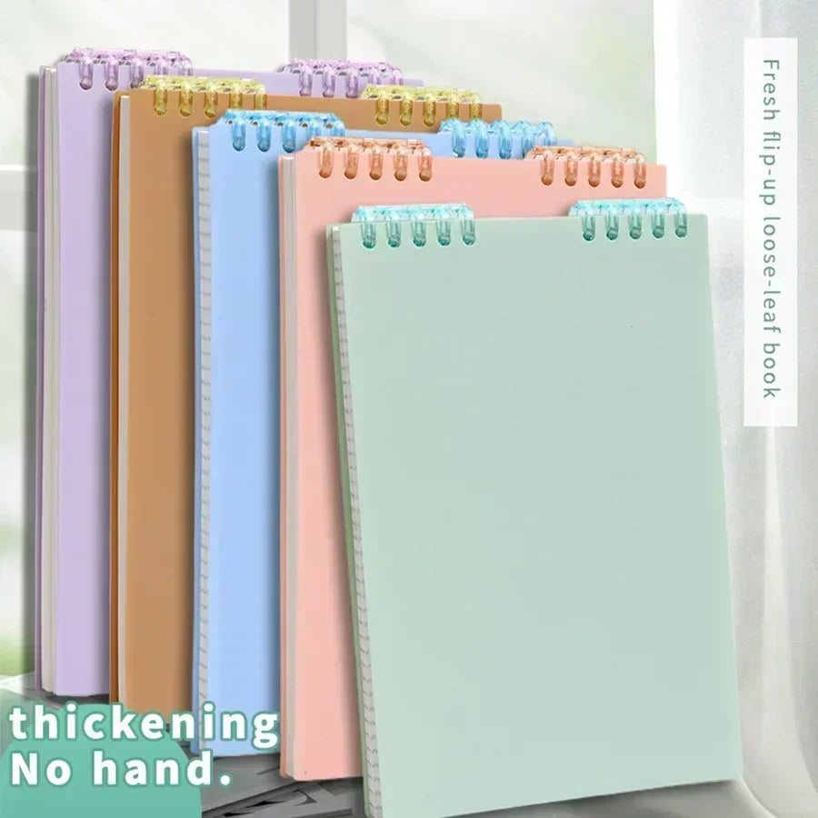 Cuaderno A5 de 60 hojas gruesas con encuadernación en espiral, hojas sueltas con líneas, para estudiantes, escuela, oficina, papelería.