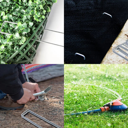 Garden Peg Silver Metal U-Shape Garden Staple Garden Ground Nail Film Fixed Pegs Gardening Fixing Tools Film Peg