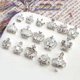 10pcs New Crown Alloy Zircon Nail Art Charms Silver Shiny Crystals Jewelry Hot Sale Nails Decoration 3D Manicure Accessories %2