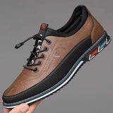 Spring Luxury Men's Casual Leather Shoes Elastic Band Business Flats Loafers for Men Soft Sole Peas Shoes Soft Men's Sneakers