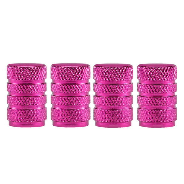 Dsycar 4pcs prata pneu de carro válvula hastes cap knurling estilo pneu tampa da válvula de alumínio haste da roda do pneu tampa da válvula de ar para nós schrader