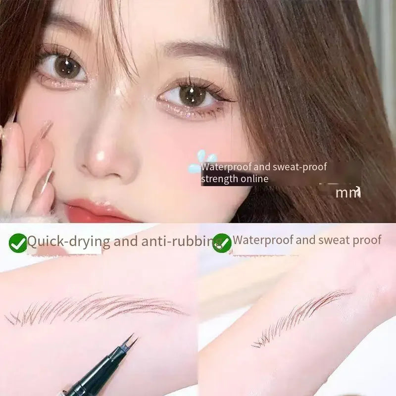 Lápis de sobrancelha de duas garfos, à prova d'água, sem manchas, delineador líquido extremamente fino, não desbota, lápis de sobrancelha tridimensional