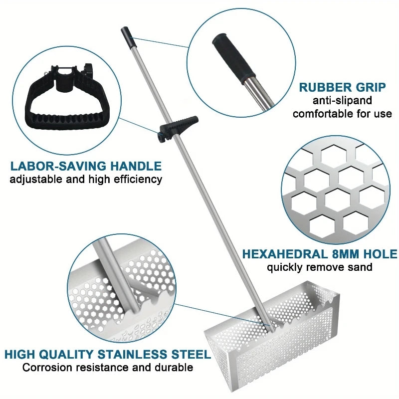 Beach Sand Scoop Shovel Metal Detector Sand Scoops Treasure Detecting Metal Detector Hunting Stainless Steel Tool Hex