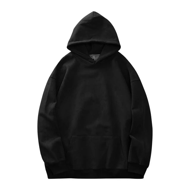 Dukeen-Men's Solid Color Heavyweight Fleece Hoodies, Loose Long Sleeve Clothes, Monochrome, 400G, Autumn, 2023 
