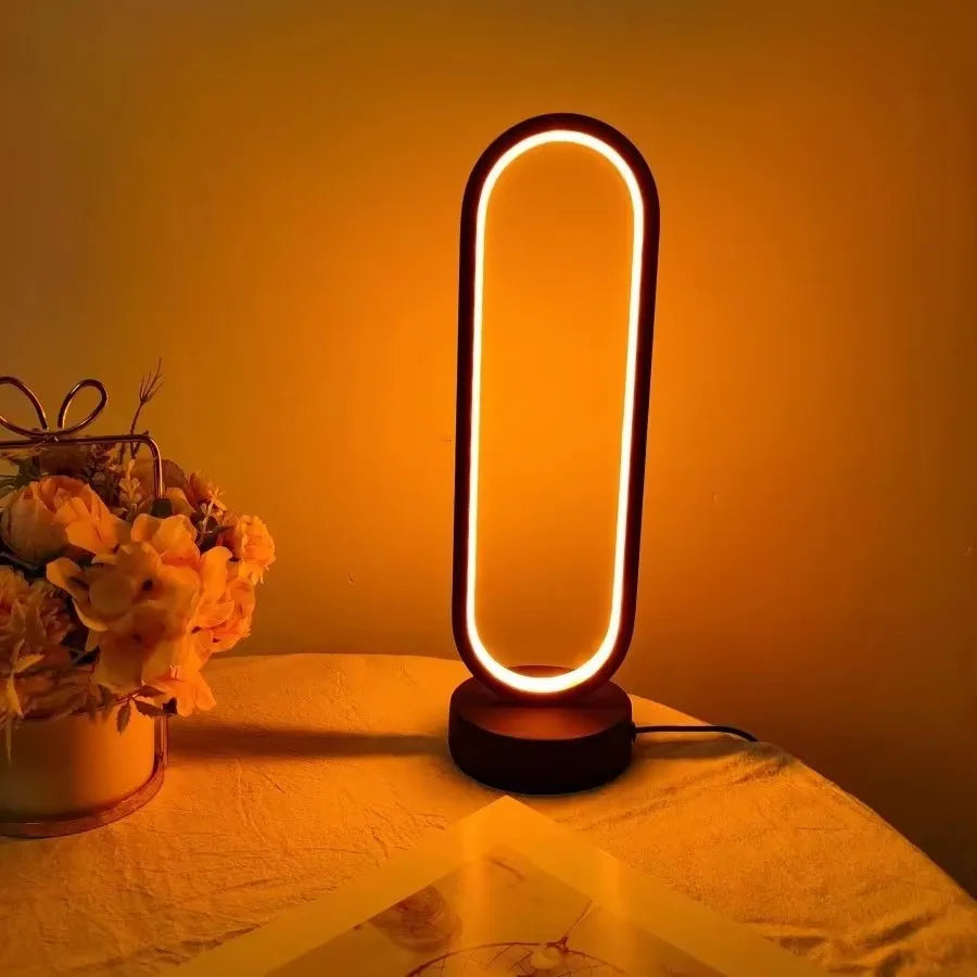 1PC Table lamp Bedroom Ring Table Lamp Living Room Black and White USB Dimming Bedside Lamp LED Small Night Light