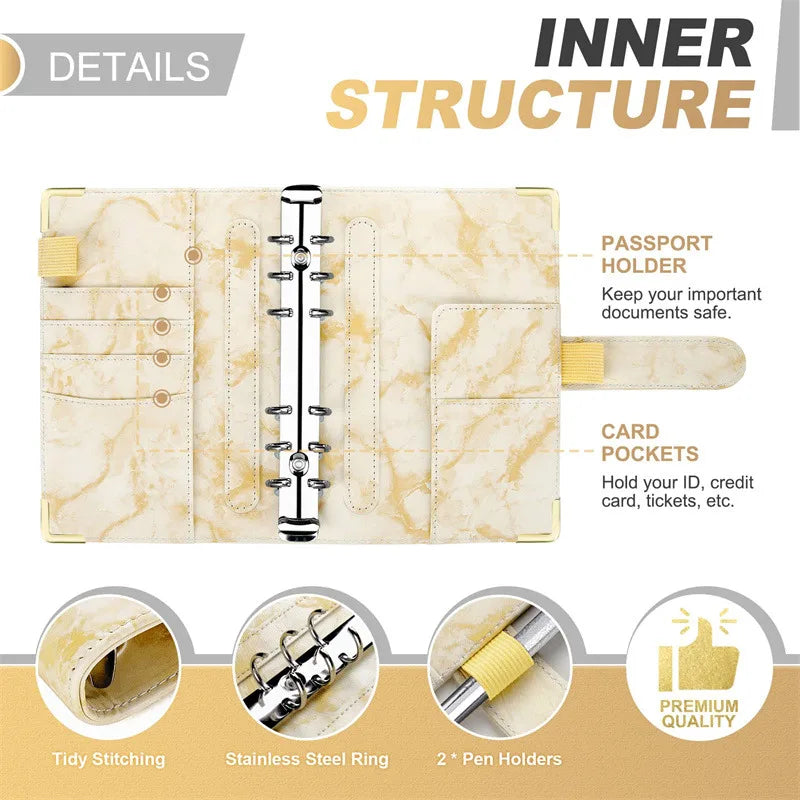 New A6 Budget Plan Notebook Cash Envelope Saving Money 6-Hole Binder for Financial Management A6 Loose-Leaf Notebook Binder