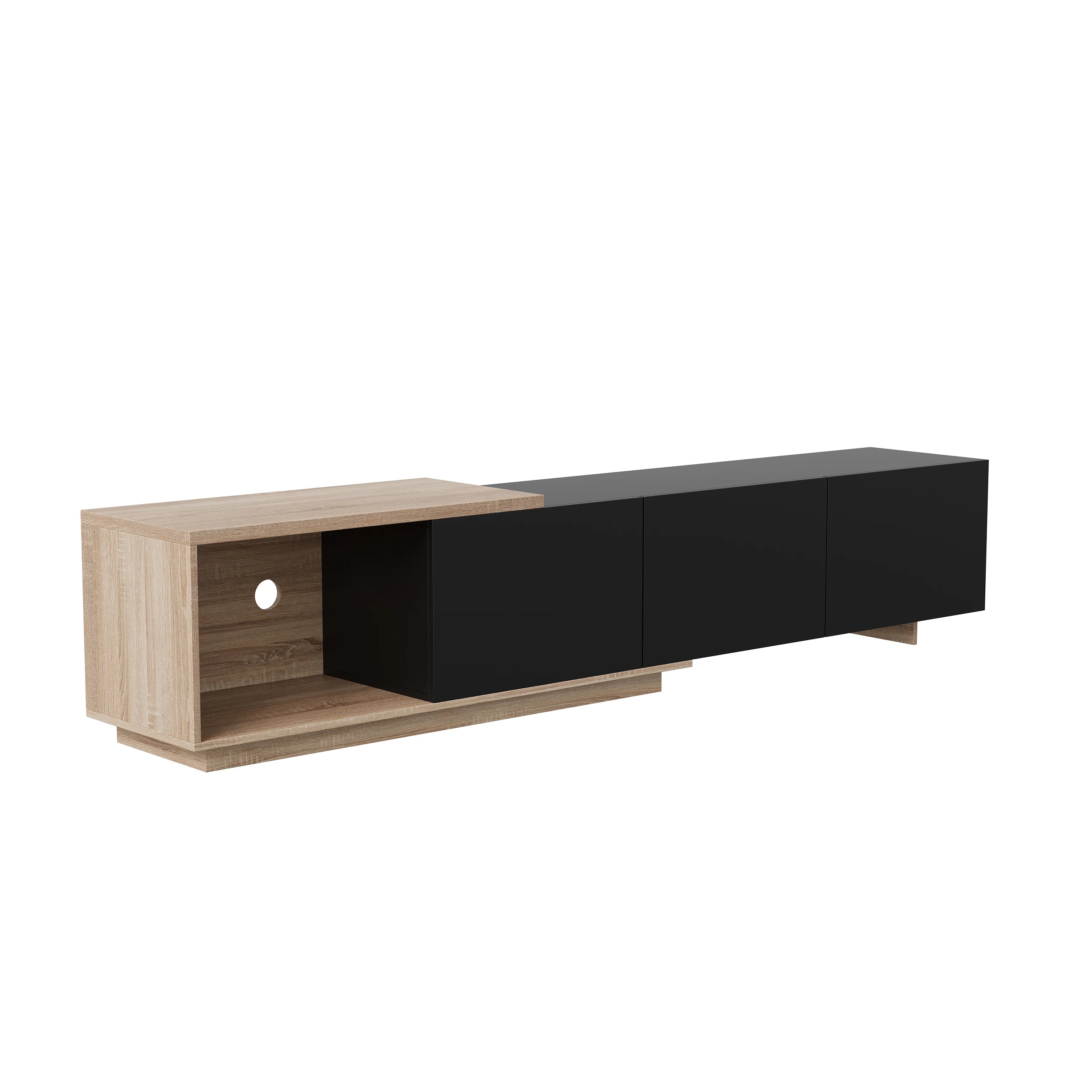 Comanlai 240cm Modern TV Cabinet with LED Lights  Living Room TV Cabinet with 3 Drawers and Open Storageextendable TV Stands