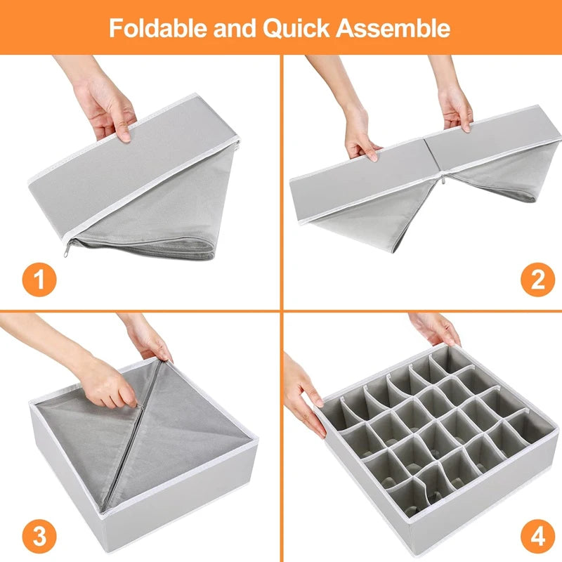 Organizador para ropa interior, calcetines, sujetadores, pantalones, bufandas, corbatas, caja de almacenamiento, organizador de cajones para armario, estuche plegable para organizador de ropa interior.
