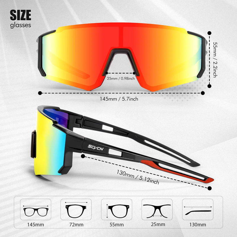 SCVCN Fashion Sunglasses for Men Sport Cycling Glasses Bike Bicycle Hiking Camping Golf UV400 Protection Glasses Women Baseball