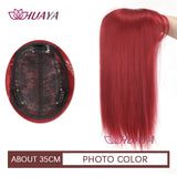 Aplique de cabelo Topper HUAYA volume e franja natural com 3 clipes cabelo liso sintético