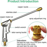 Garden Sprayer Heavy Duty Metal Brass High Pressure Water Hose Nozzle Adjustable Spray Gun For Watering Plant