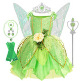 Vestido de Fada Sininho (Tinkerbell) para Meninas – Fantasia de Princesa Fada das Flores para Cosplay e Festas de Natal