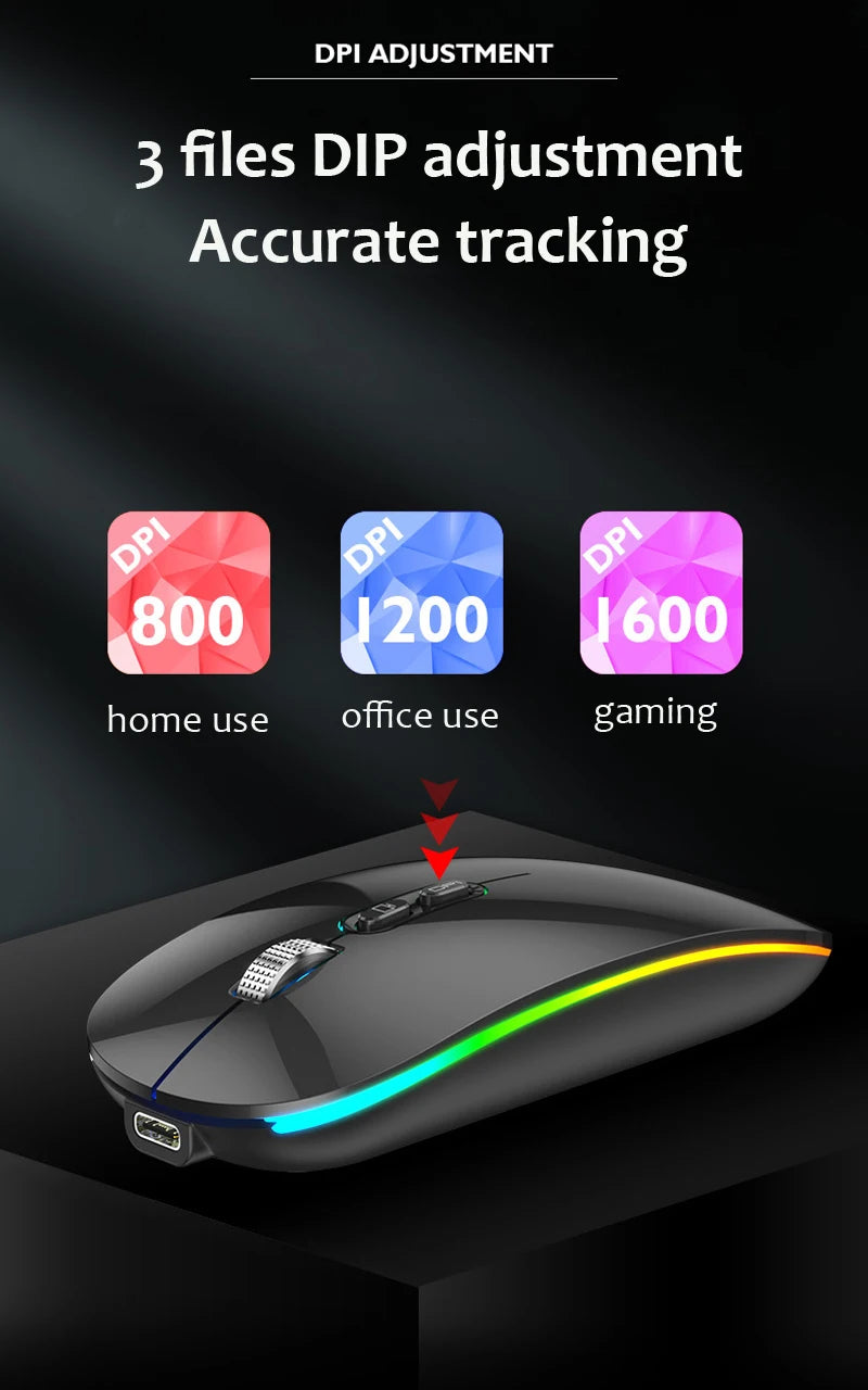 Bluetooth Mouse for Asus ZenBook 14 UX433 Vivobook Flip 14 12" M420 R211 Laptop PC Wireless Mouse Rechargeable Mute Gaming Mouse