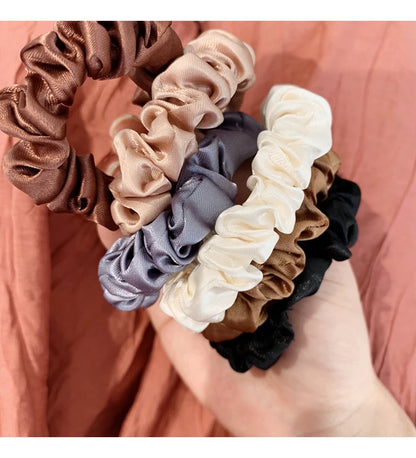 3/5/6Pcs Elegant Ponytail Holder Rubber Band Elastic Hairband Hair Accessories Silk Satin Scrunchies Women Solid Color Hair Rope