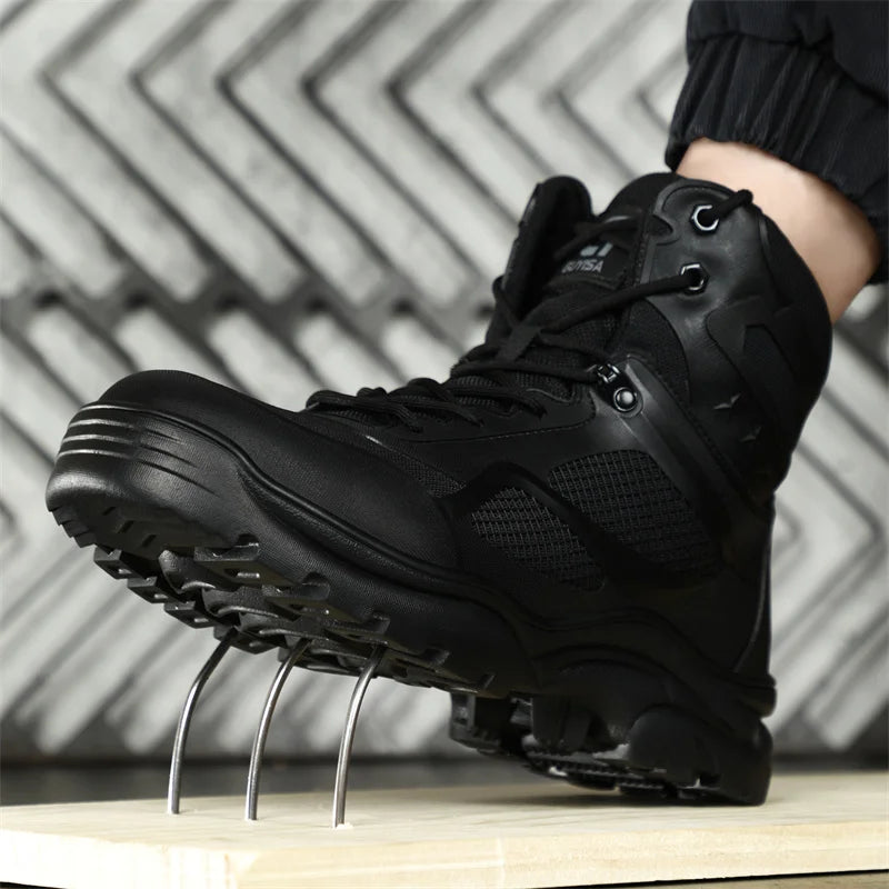 Latest 2023 Waterproof Men Leather Boots Steel Toe Cap Safety Work Shoes Anti Smashing Indestructible Construction Welding Boots