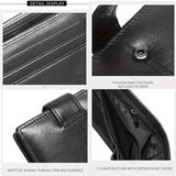 Men's Genuine Leather Wallet, Anti-Theft RFID Brush, Anti-Magnetic, Short Coin Purse, Large Capacity, Multi-Slot Buckle Wallet