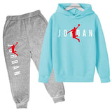 Kids Simple Letter Print 2pcs Hoodie+Pants Tracksuits 3-13 Years Boys Girls Spring Autumn Outfits Streetwears Children Clothes