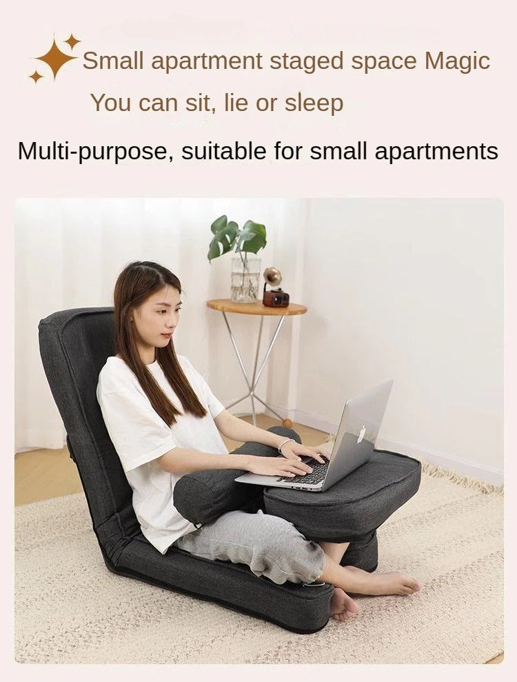 4in1 Adjustable Chaise Lounge Sofa, Floor Lazy Sofa Bed, 15-Position Folding Padded Lounger Bed with Pillow Chaise Couch