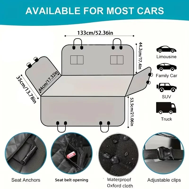 Ideal Car Seat Cover, Upgrade Your Car Seats with this Waterproof, Scratch-Resistant Dog Hammock Cover!