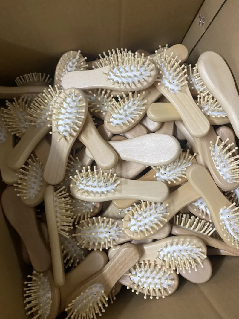 Peine para el cabello con bolsa de aire para masaje, peine de madera de bambú con cojín de aire, antiestático, para mascotas con saludo de mano, productos para el cuidado de mascotas.