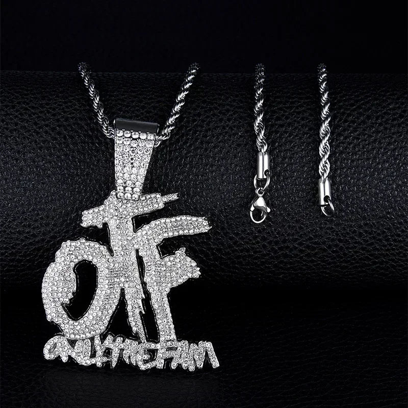 Bing Iced Out XO Colar Pingente de letra de zircônia cúbica para homens e mulheres Hip Hop Street Rock Rap Party Jewelry