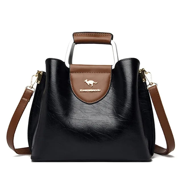 Bolsas de luxo de couro macio bolsas femininas designer 3 camadas ombro crossbody sac senhoras grande capacidade compras mensageiro tote
