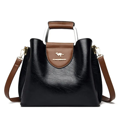 Luxury Soft Leather Handbags Women Bags Designer 3 Layers Shoulder Crossbody Sac Ladies Large Capacity Shopping Messenger Tote 