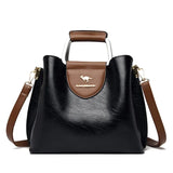 Bolsas de luxo de couro macio bolsas femininas designer 3 camadas ombro crossbody sac senhoras grande capacidade compras mensageiro tote