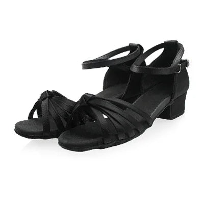 Girls Satin Latin Shoes Low Heel Ballroom Dance Shoes Adult Tango Salsa Shoes for Practice Toddler Latin Dance Shoes Performance