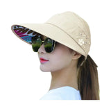 Fashion Women's Ladies Summer Vacation Wide Brim Foldable Sun Hat Anti-UV Beach Visor Caps Casual Hats