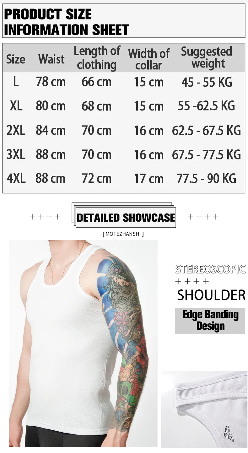 Four Seasons Men Pure Cotton Vest Youth Fit Sports Fitness Undershirts  Middle-aged Casual Sleeveless Tank Top A-Shirt Underwear