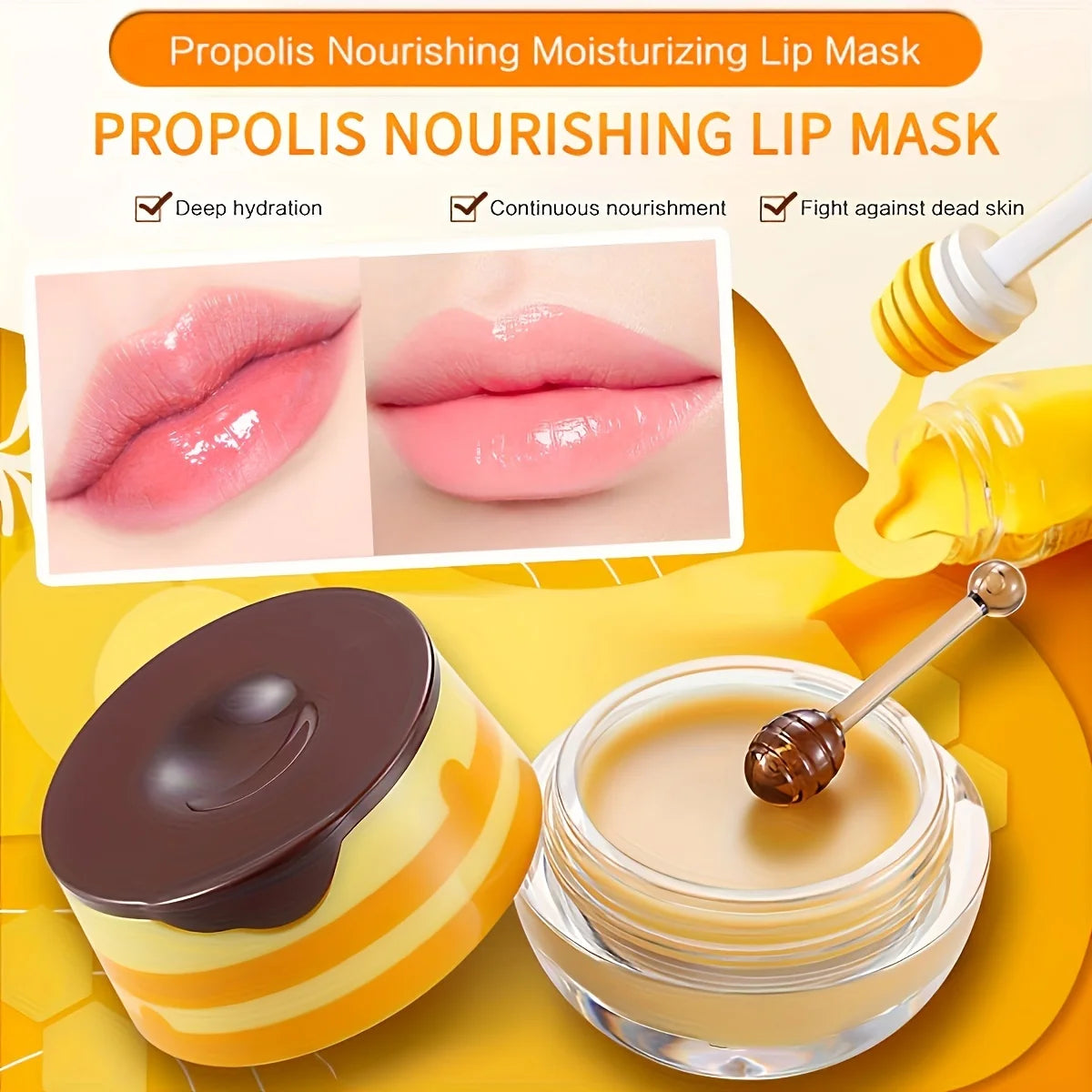 Paquete de 2 bálsamos labiales de abeja, exfoliantes, hidratantes, previenen la sequedad y las grietas, mascarilla labial para dormir y reduce las líneas de expresión. 