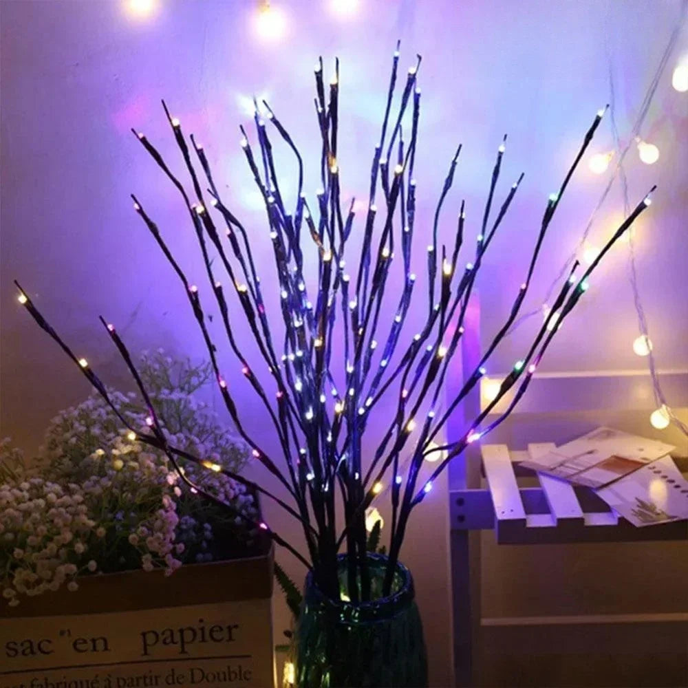 LED Simulated Tree Branch Light Battery Operated 20LEDs Fairy Lights Bendable Willow Branches for Christmas Home Bedroom Decor